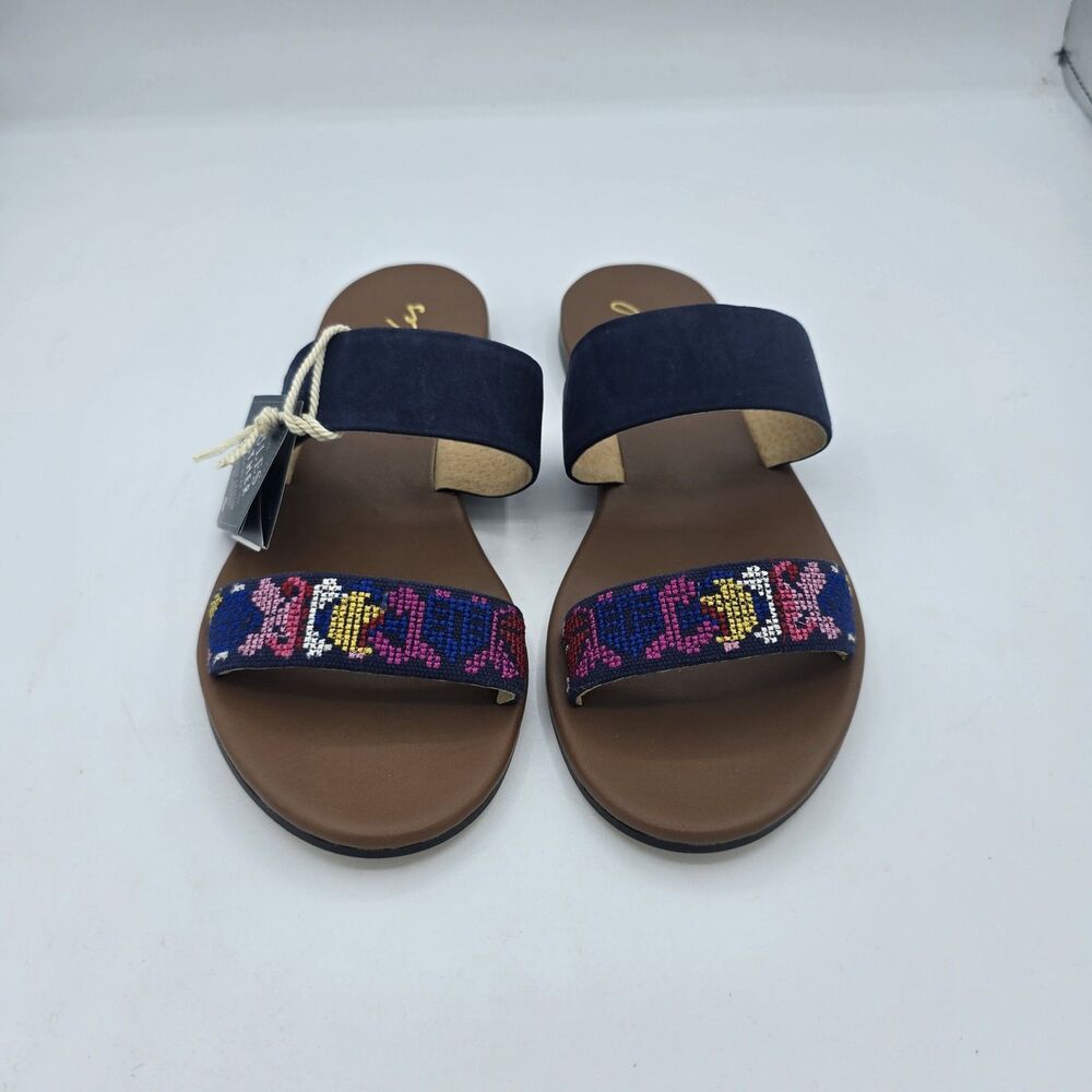 Joules Fenthorpe Women's size 6 Flower Suede Flat Sandals Shoe